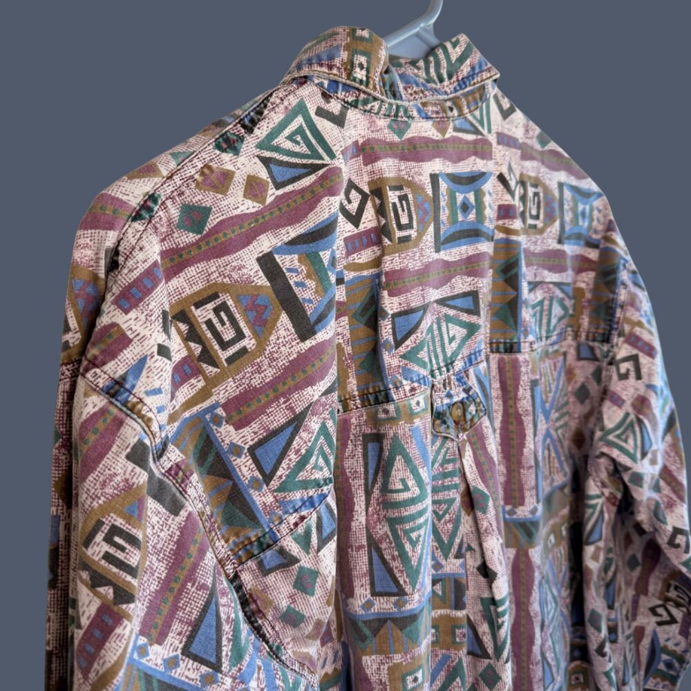 Vintage 90s Palmettos Graphic Southwest Style Button Up - Picture 6 of 7